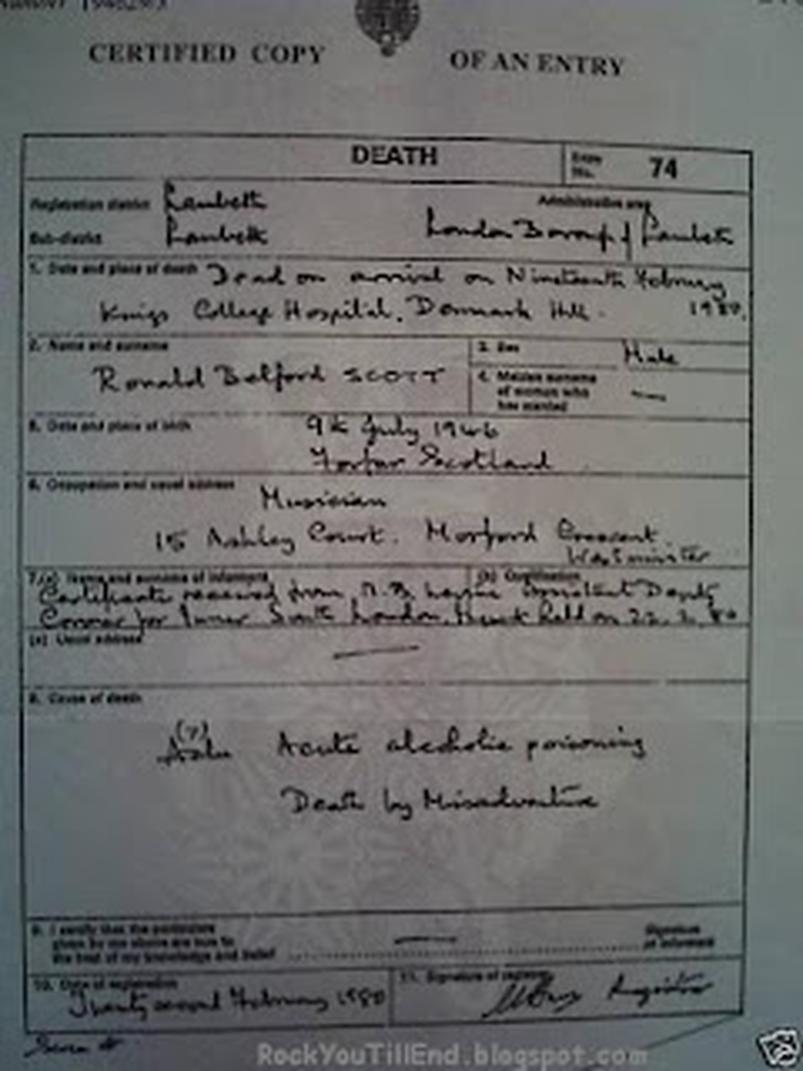 « La mort de Bon Scott est sans doute à la musique rock ce que l’assassinat de John Fitzgerald Kennedy est à l’histoire politique américaine. »