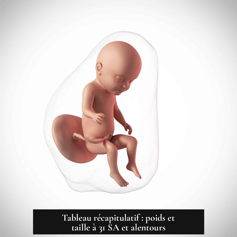 Tableau récapitulatif : poids et taille à 31 SA et alentours