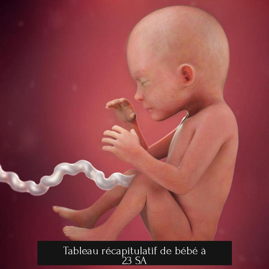 Tableau récapitulatif de bébé à 23 SA