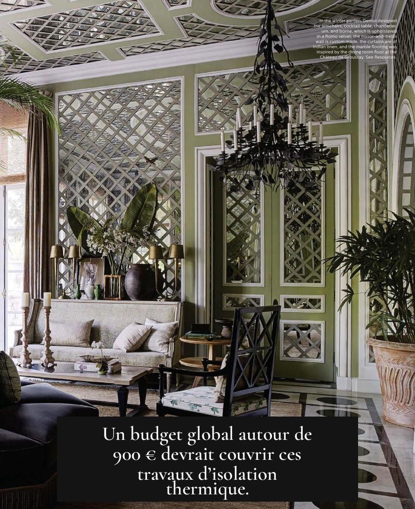 Un budget global autour de 900 € devrait couvrir ces travaux d’isolation thermique.