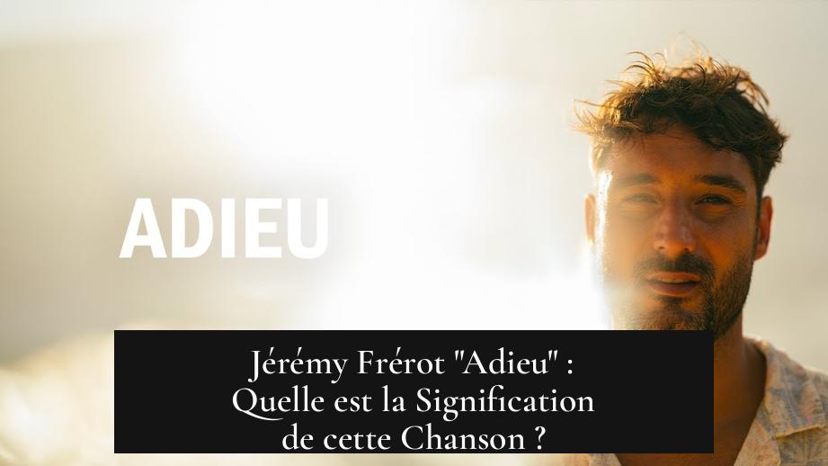 Jérémy Frérot "Adieu" : Quelle est la Signification de cette Chanson ?